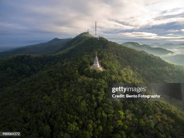 aerial view of lighting pagoda on top of mountain - hat yai bildbanksfoton och bilder
