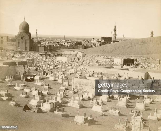 Arab cemetery, Cairo, Original caption reads:- 'Cimitiere Arabe. Caire.' There is no offical date for this image, taken c. 1890, Egypt, 1890.