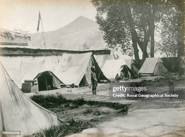 Inside the Mission House, Gyantse - this was beseiged and bombarded by Tibetans for two months, Tibet Mission Force Tibet , 1904.