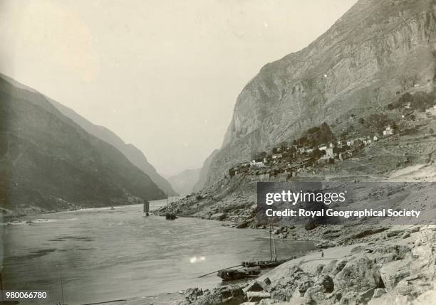 Shin Tan Gorge - Yangtze River, Caption in 'The Yangtze Valley and Beyond' reads 'Ping-shu Gorge, Hsin-tan', China, 1895.
