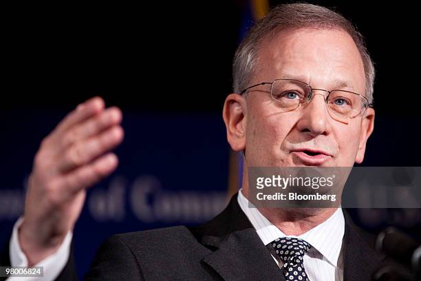 Thomas Hoenig, president of the Federal Reserve Bank of Kansas City, speaks at the U.S. Chamber of Commerce's Capital Markets Summit in Washington,...