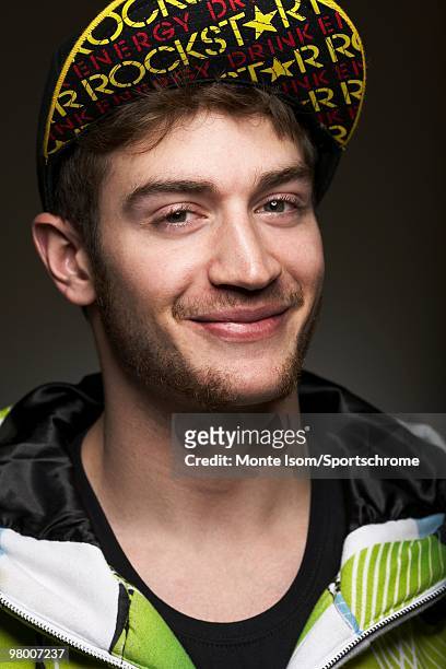 Halfpipe snowboarder Scotty Lago poses during a portrait shoot at the 2009 Grand Prix in Copper Mountain, Colorado. The Copper Mountain Grand Prix is...