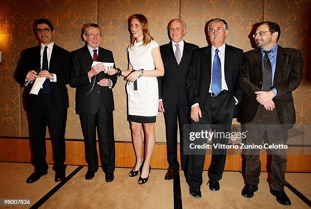 Gianni Riotta, Sergio Romano, Stella Aneri, Giancarlo Aneri, Gian Antonio Stella, Curzio Maltese attend "E' Giornalismo" 2009 Awards held at Four...