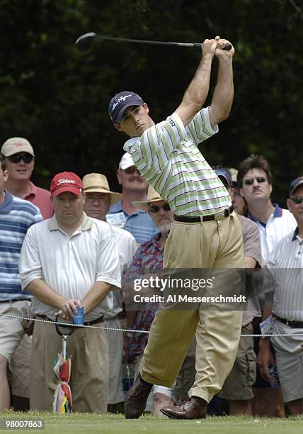 Jonathan Byrd competes in the first round of the PGA Tour Bank of American Colonial in Ft. Worth, Texas, May 20, 2004.