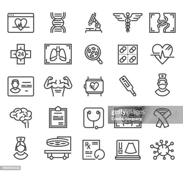 medizin und chirurgie linie symbole. vektor-set - hörgerät stock-grafiken, -clipart, -cartoons und -symbole