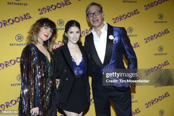 Piera Gelardi, Anna Kendrick, and Paul Feig attend Refinery29's 29Rooms San Francisco Turn it into Art opening party on June 20, 2018 in San...
