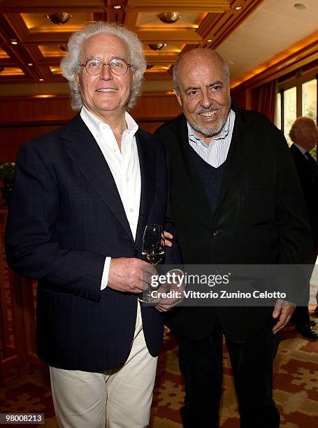 Luciano Benetton and Elio Fiorucci attend "E' Giornalismo" 2009 Awards held at Four Seasons Hotel on March 24, 2010 in Milan, Italy.