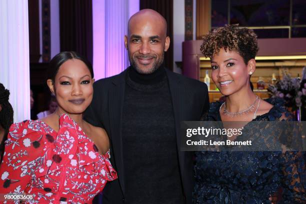 Garcelle Beauvais, Boris Kodjoe and Tracy Mourning attends the 2018 BET Awards - Debra Lee Pre-BET Awards Dinner at Vibiana on June 20, 2018 in Los...