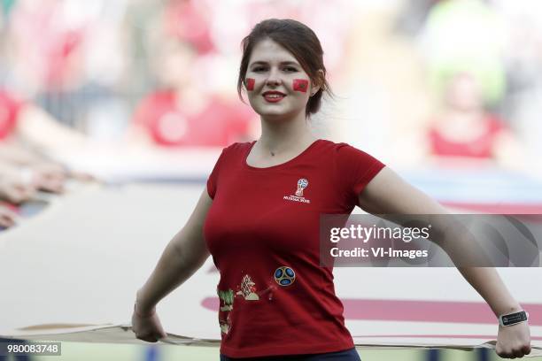 Volunteer during the 2018 FIFA World Cup Russia group B match between Portugal and Morocco at the Luzhniki Stadium on June 20, 2018 in Moscow, Russia
