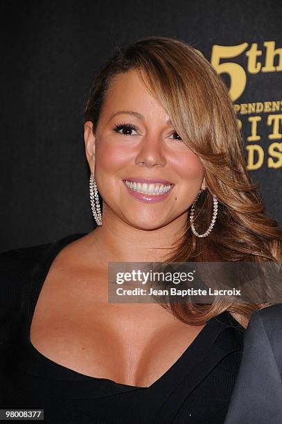 Mariah Carey poses in the press room at the 25th Film Independent Spirit Awards held at Nokia Theatre LA Live on March 5, 2010 in Los Angeles,...