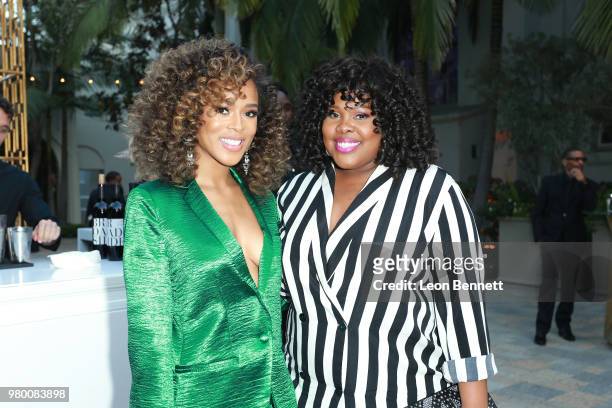 Serayah McNeill and Amber Riley attends the 2018 BET Awards - Debra Lee Pre-BET Awards Dinner at Vibiana on June 20, 2018 in Los Angeles, California.