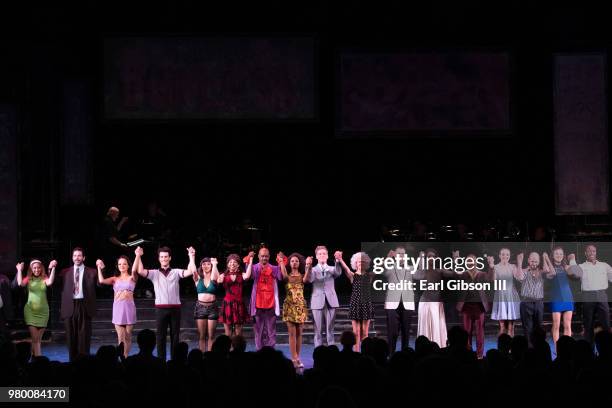 The cast or Sweet Charity takes their final bow at Reprise 2.0 Presents "Sweet Charity" Opening Night Performance at Freud Playhouse, UCLA on June...