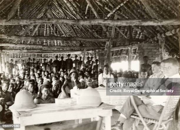 Belgian officials at the gathering of the chiefs, Democratic Republic of the Congo, 1915.