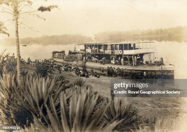 Congo river steamer, passenger type, Democratic Republic of the Congo, 1910.