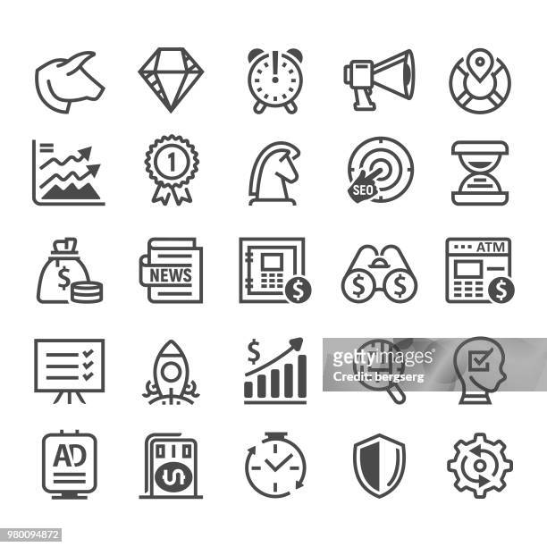 ilustrações de stock, clip art, desenhos animados e ícones de business and finance line icons - íman em forma de ferradura