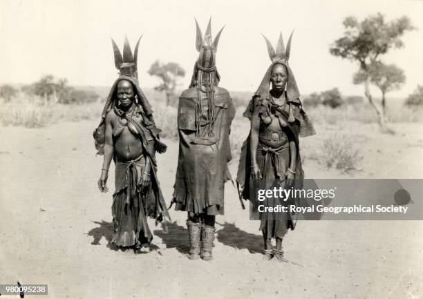 Ova Herero women, Makunda, On the border of Bechuanaland and South West Africa, South Africa, 1940.