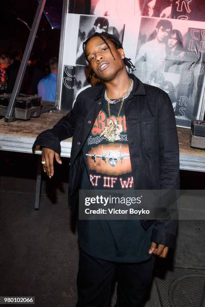 Asap Rocky attends the Raf Simons Menswear Spring/Summer 2019 show as part of Paris Fashion Week on June 20, 2018 in Montreuil, France.