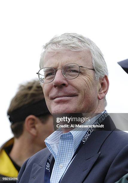 Former British Prime Minister John Major watches competition at the 2004 Ryder Cup in Detroit, Michigan.