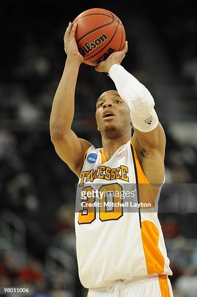 Prince of the Tennessee Volunteers takes a foul during the first round of NCAA Men's Basketball Championship against the san Diego State Aztecs on...