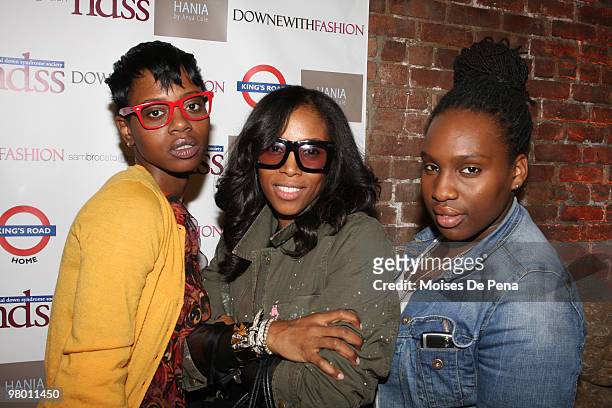 Carmegie, June Ambrose and Lukie B attends DOWNWITHFASHION at Kings Road Home on March 23, 2010 in New York City.