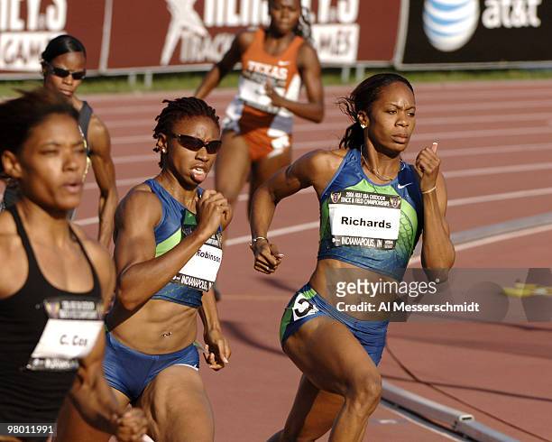 Sanya Richards wins a qualifying heat of the women's 400-meter dash June 23 at the 2006 AT&T Outdoor Track and Field Championships in Indianapolis.