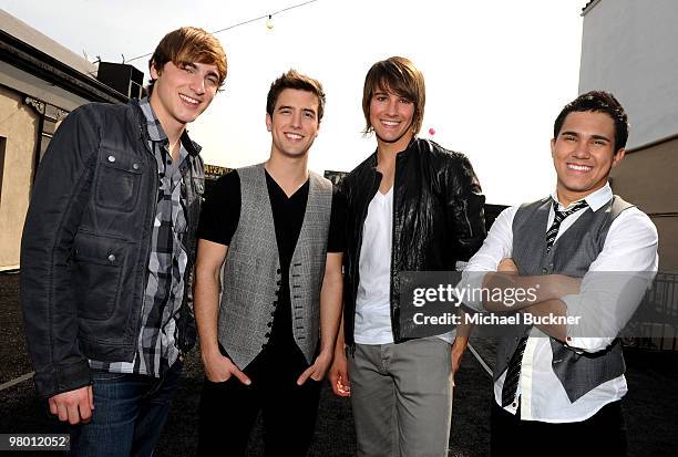 Kendall Schmidt, Logan Henderson, James Maslow and Carlos Pena of Big Time Rush attend Nickelodeon LA Upfronts held at The Music Box at the Fonda...