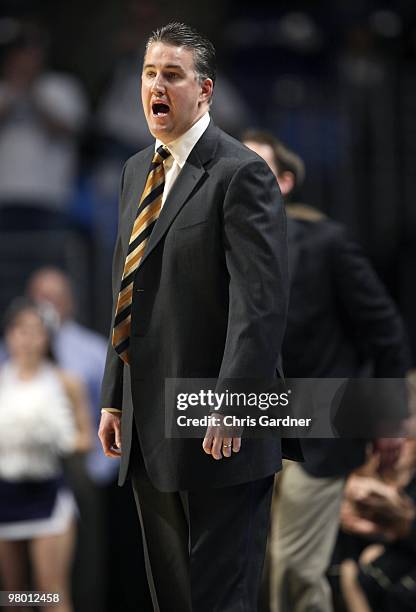 Matt Painter head coach of the Purdue Boilermakers coaches his team against the Penn State Nittany Lions at the Bryce Jordan Center March 6, 2010 in...