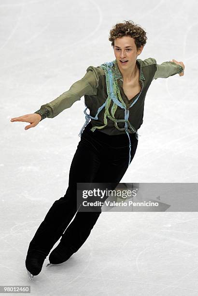 Adam Rippon of Usa competes in the Men's Short Program during the 2010 ISU World Figure Skating Championships on March 24, 2010 in Turin, Italy.
