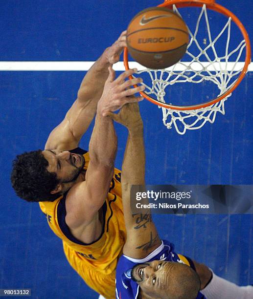 James Augustine , #5 of Gran Canaria 2014 in action during the Eurocup Quarterfinals Game Day 1 at Indoor Hall Peristeriou "Andreas Papandreou" on...