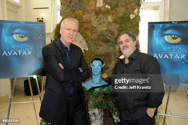 Director James Cameron and producer Jon Landau attend the 'Avatar' Global Media Day in celebration of the April 22nd Earth Day Blu-ray Disc and DVD...