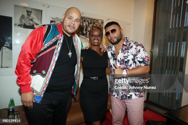 Fat Joe, Rachel Noerdlinger, and Alex Sensation attend the Humanity Of Connection event at David Geffen Hall on June 20, 2018 in New York City.