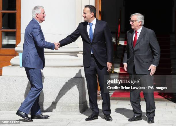 Taoiseach, Leo Varadkar greets the President of the European Commission, Jean-Claude Juncker and Michel Barnier, EU Chief Negotiator for Brexit, to...