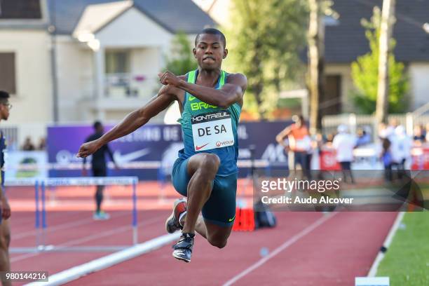 Mateus De Sa competes in triple jump during the meeting of Montreuil on June 19, 2018 in Montreuil, France.