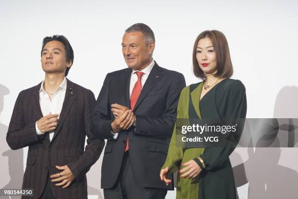 Director and actor Stephen Fung Tak-lun and actress Sammi Cheng attend the opening ceremony of Bvlgari Hotel on June 20, 2018 in Shanghai, China.