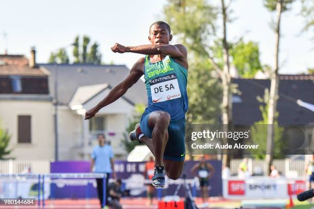 Mateus De Sa competes in triple jump during the meeting of Montreuil on June 19, 2018 in Montreuil, France.