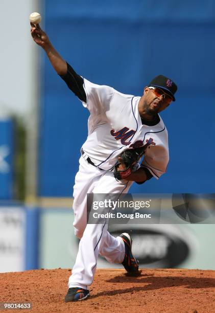 Closer Francisco Rodriguez of the New York Mets pitches against the Houston Astros at Tradition Field on March 24, 2010 in Port St. Lucie, Florida.