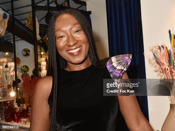 Presenter Nadege Beausson Diagne attend sthe "ENeNe" : Portugese Concept Store Launch Cocktail on June 20, 2018 in Paris, France.