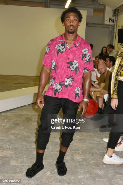 American football player Tyrod Taylor attends the Walter Van Beirendonck Menswear Spring Summer 2019 show as part of Paris Fashion Week on June 20,...