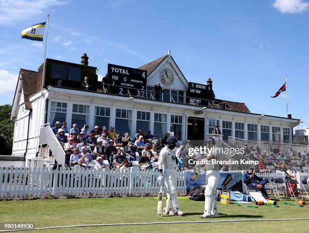 Kent batsmen Daniel Bell-Drummond and Sean Dickson before play on day two of the Specsavers County Championship: Division Two match between Kent and...