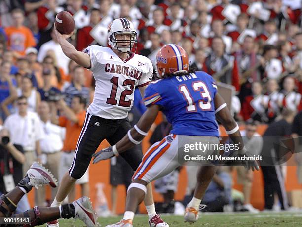 South Carolina quarterback Blake Mitchell during a game between Florida and South Carolina at Ben Hill Griffith Stadium in Gainsville, Florida on...