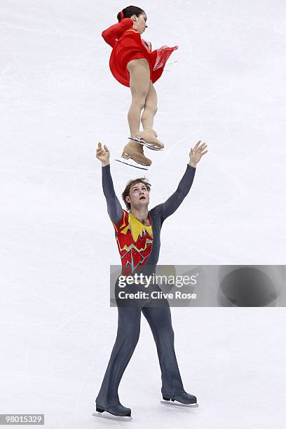 Vera Bazarova and Yuri Larionov of Russia compete in the Pairs Free Skate during the 2010 ISU World Figure Skating Championships on March 24, 2010 at...