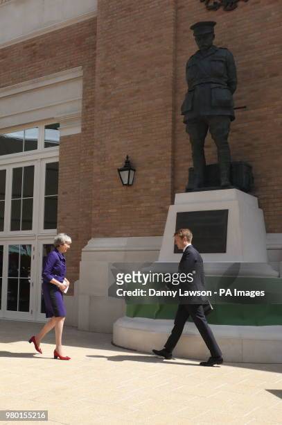 Prime Minister Theresa May and Hugh Grosvenor, 7th Duke of Westminster, during the official handover to the nation of the newly built Defence and...
