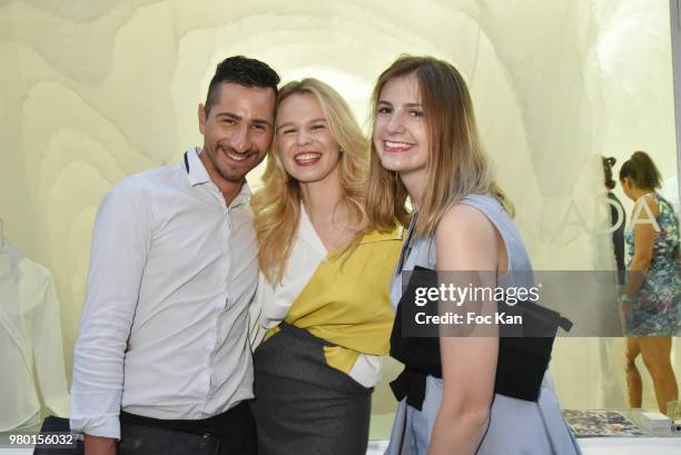 Horseman Olivier Lomer, Julie Jardon and a guest attend the runway during the Ken Okada Street Show as part of Saint Germin des Pres Annual Feast Ð...