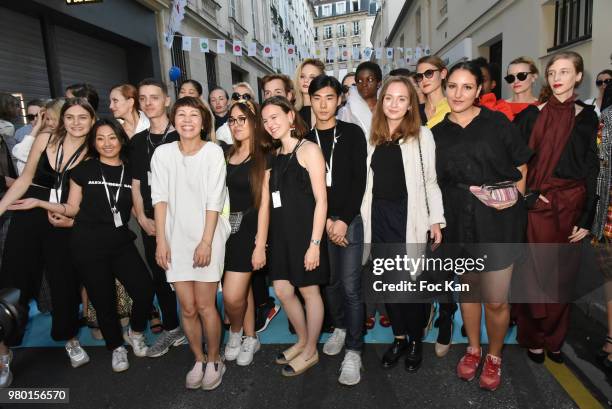 Julie Jardon, Patricia Charpentier, Ken Okada Manon Castelli and models walk the runway during the Ken Okada Street Show as part of Saint Germin des...