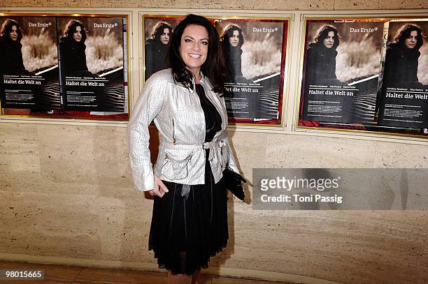 Actress Christine Neubauer attends the premiere of 'Haltet Die Welt An' at Astor Film Lounge on March 24, 2010 in Berlin, Germany.