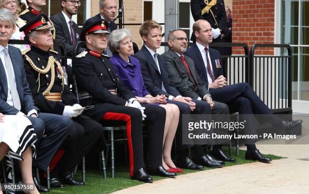 Lord Howe, Sir John Peace, Prime Minister Theresa May, Hugh Grosvenor, 7th Duke of Westminster, Prince Salman bin Hamad bin Isa Al Khalifa and the...