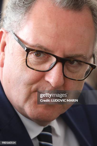 President of the La Republique en Marche parliamentary group, Richard Ferrand, is pictured on June 21 during a visit of French President in the...