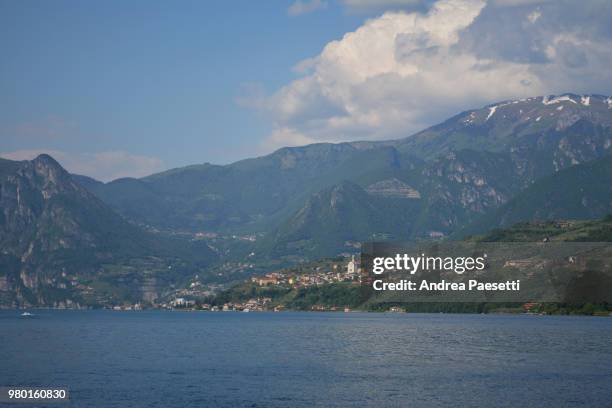 monte isola landscape on lake iseo - italy - iseo stock pictures, royalty-free photos & images