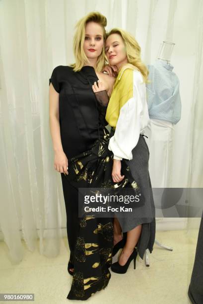 Models Manon Castelli from Notoys agzncy and Julie Jardon attend the Ken Okada Street Show as part of Saint Germin des Pres Annual Feast Ð as part of...
