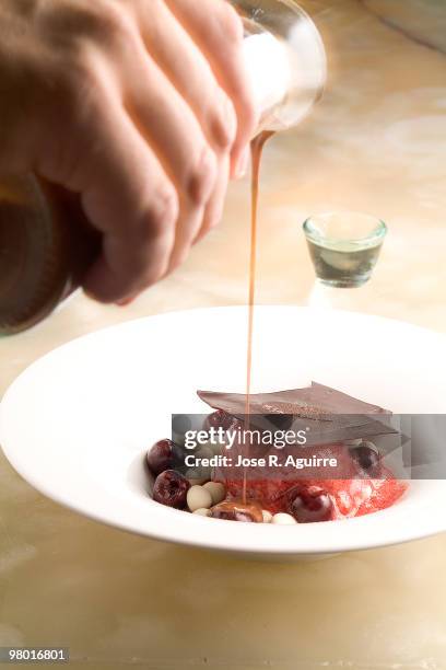 Raspberry ice cream with chocolate